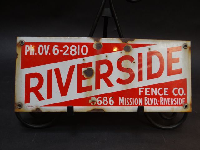 Riverside Fence Company Porcelain and Enamel Sign