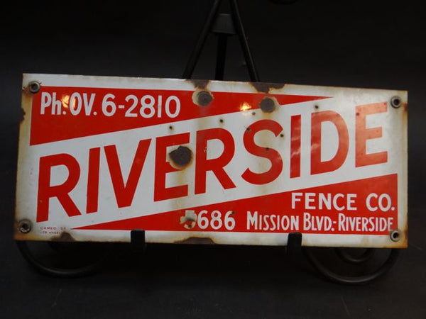 Riverside Fence Company Porcelain and Enamel Sign