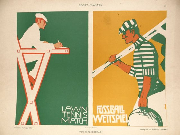 Lawn Tennis Match-Fussball Wettspiel Album Plate by Karl Biebrach (c 1911)