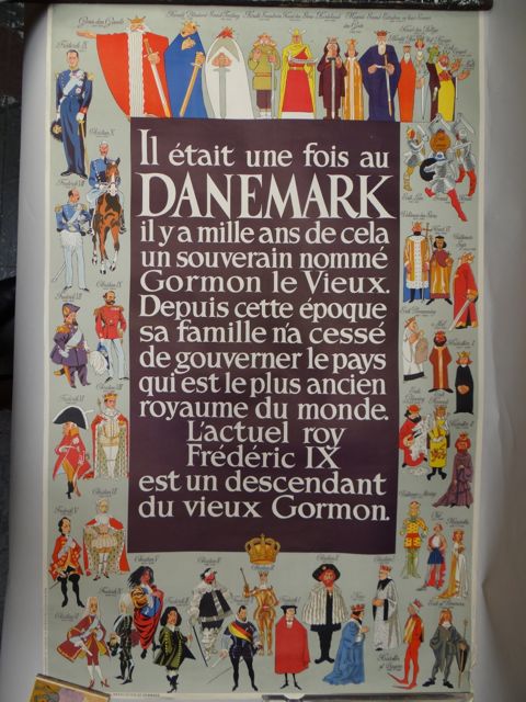 1950s Danish Travel Poster Royal Line of Descent of Denmark