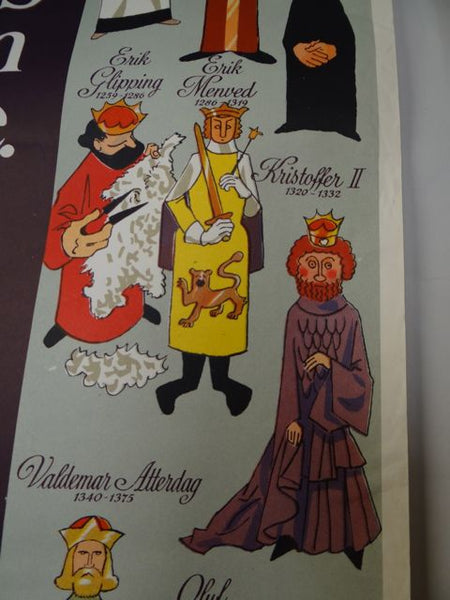 1950s Danish Travel Poster Royal Line of Descent of Denmark