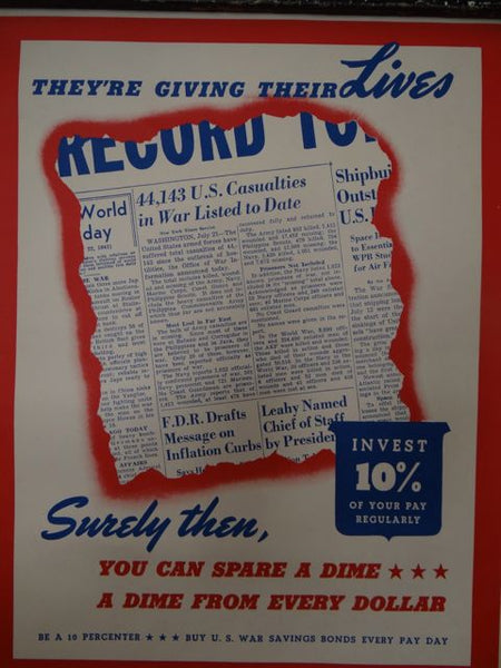 WWII US War Savings Bonds Appeal Poster 1940s