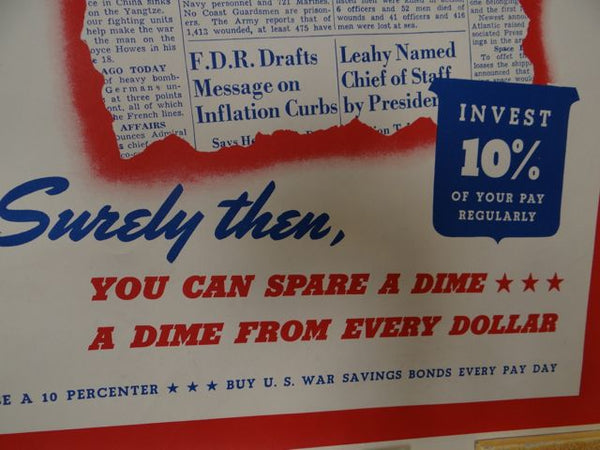 WWII US War Savings Bonds Appeal Poster 1940s