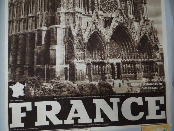 French Travel Poster Rheims Cathedral c 1938 Jean Roubier