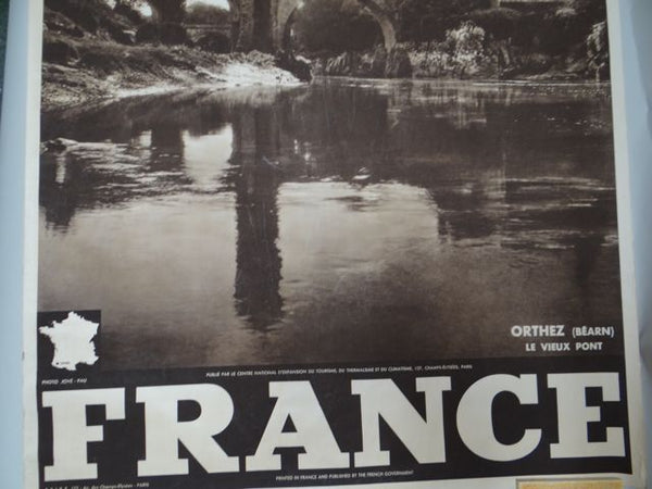French Travel Poster Orthez – Le Vieux Pont circa 1938