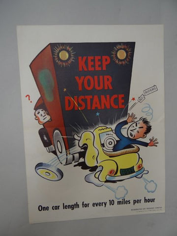 Road Safety Poster KEEP YOUR DISTANCE 1952