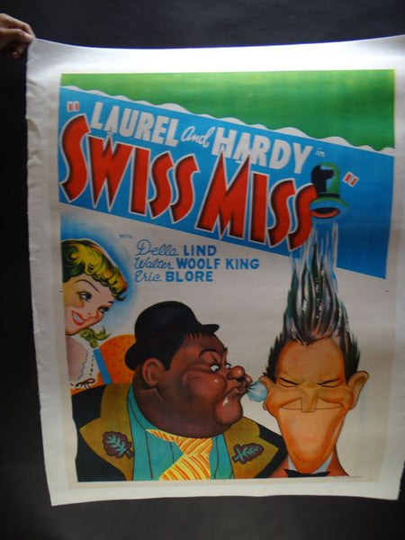 Laurel and Hardy Poster for Swiss MIss (1938) printed in India for its run circa 1950