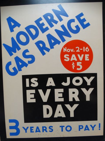 Save $16 on a Modern Gas Range --  Depression Era Poster