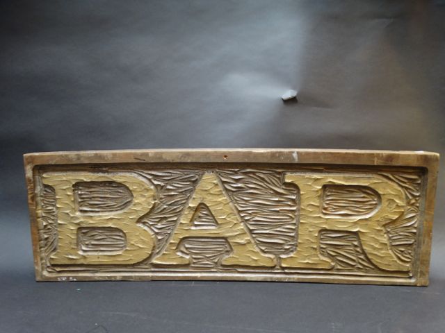 Carved Wooden Bar Sign