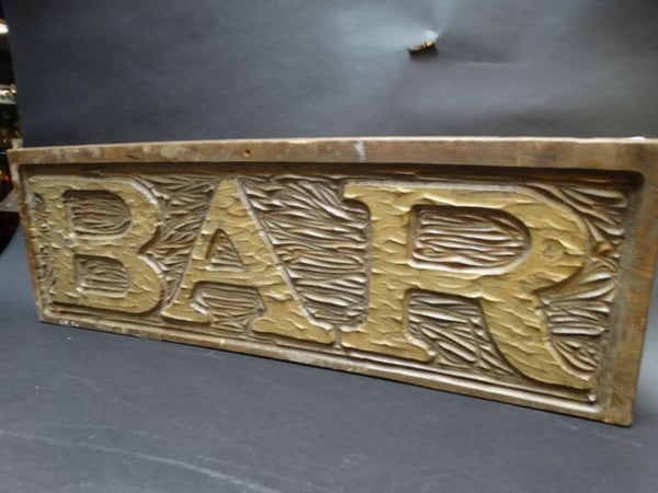 Carved Wooden Bar Sign