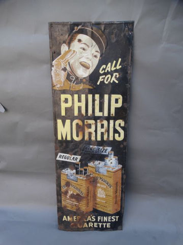 Metal Sign Philip Morris Cigarettes 1950s