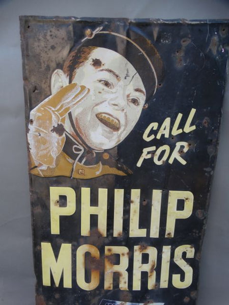 Metal Sign Philip Morris Cigarettes 1950s
