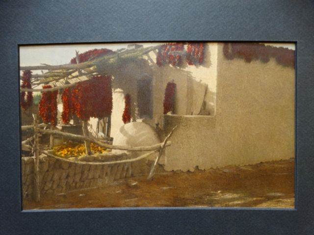 Hand-Tinted 1920s Photograph of Peppers Drying in Mexico
