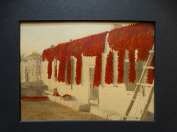 Hand-Tinted 1920s Photograph of Peppers Drying in Mexico