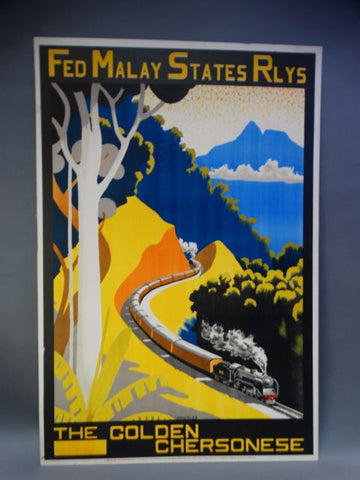 Malay Railways Vintage Travel Poster THE GOLDEN CHERSONESE 1930s
