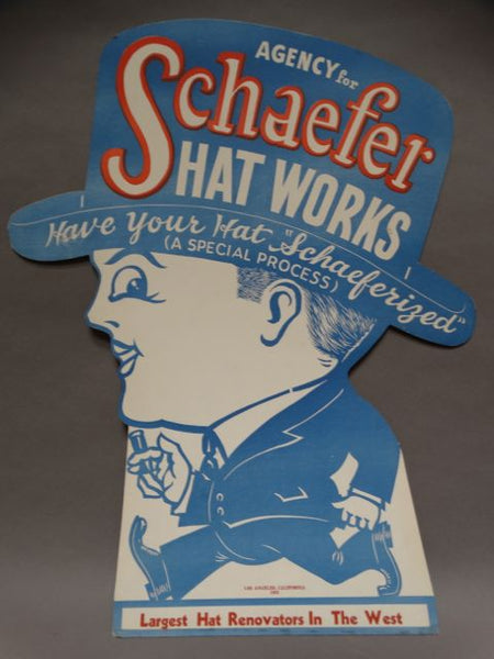 Schaefer Hat Works of Los Angeles Advertising Cutout