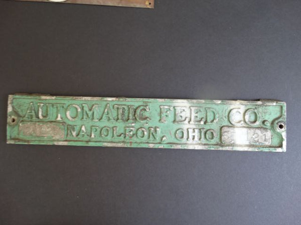 “Automatic Feed Co.” Metal Sign