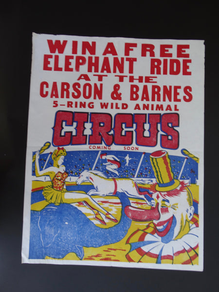 Carson and Barnes 5-Ring Circus Poster