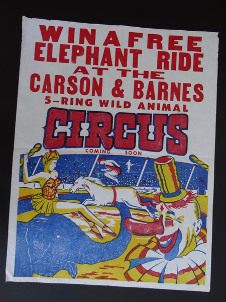 Carson and Barnes 5-Ring Circus Poster