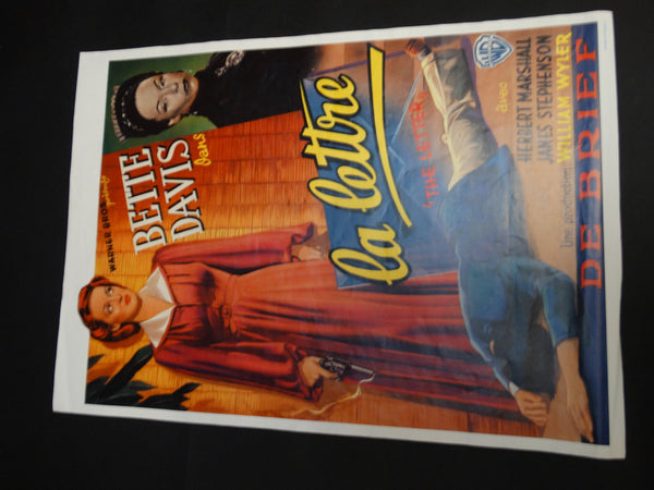 THE LETTER 1940 Bette Davis Movie Poster LA LETTRE