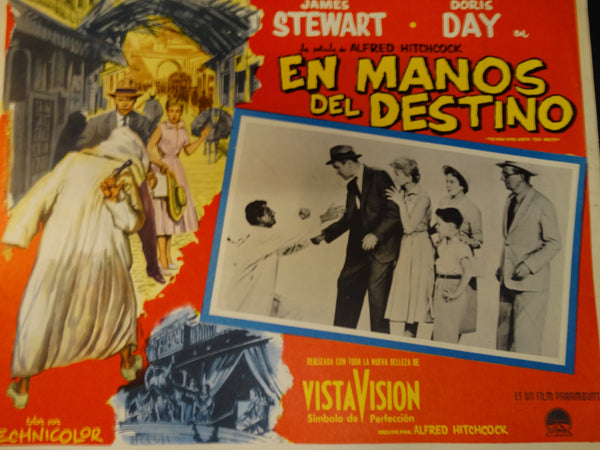 Alfred Hitchcock The Man Who Knew Too Much (En Manos del Destino) lobby card, Spanish version,