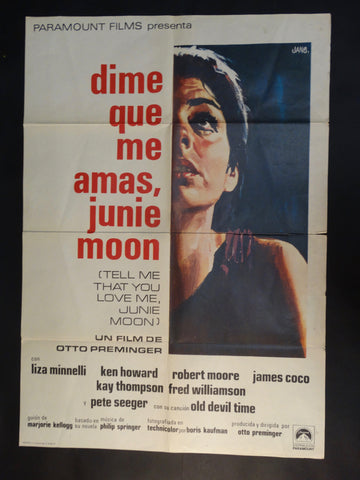 Tell Me That You Love Me, Junie Moon 1970 (Dime que me amas, Junie moon) one sheet (Spanish)