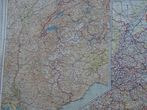 VIntage Silk Map of Northwestern Europe, WWII era
