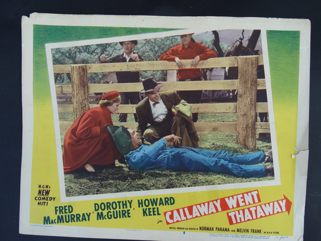 CALLAWAY WENT THATAWAY Lobby Card 1951