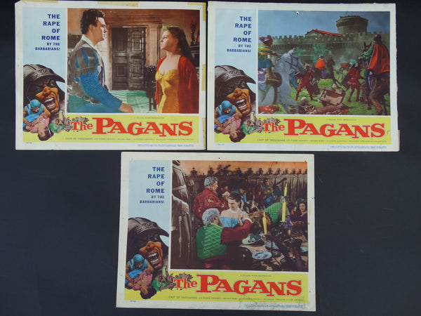 THE PAGANS 1953 (Il Sacco di Roma) -- Set of 3 lobby cards