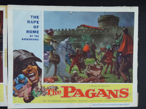 THE PAGANS 1953 (Il Sacco di Roma) -- Set of 3 lobby cards