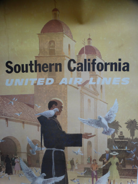 United Airlines Santa Barbara Old Mission Poster