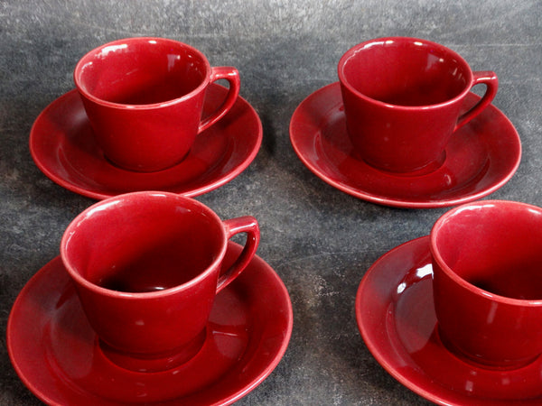 Bauer Modern Set of 6 Cups & Saucers in Burgundy B3122