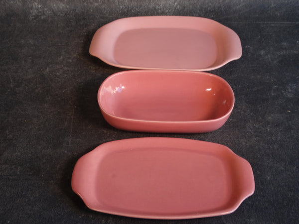 Bauer Set of 3 Pink Mid-Century Serving Pieces B3144