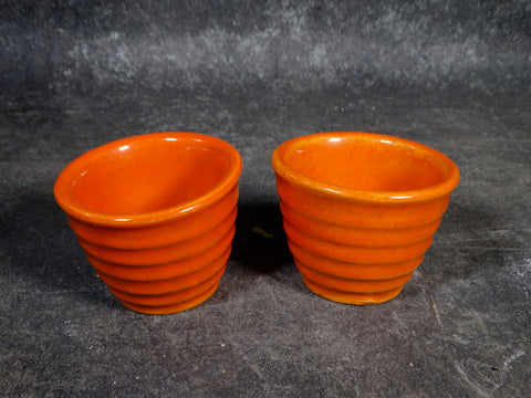Bauer Early Ringware Pair of Custard Cups in Orange B3154