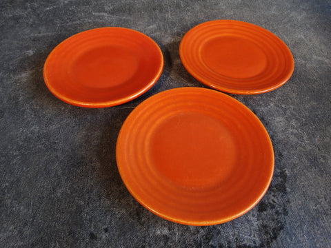 Bauer Ringware Set of 3 Early Bread Plates in Orange B3201