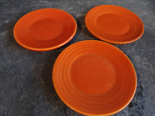 Bauer Ringware Set of 3 Early Bread Plates in Orange B3201