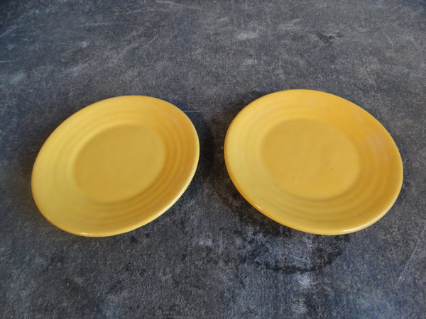 Bauer Ringware Set of Two Early Bread Plates in Yellow B3203