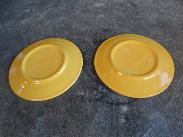 Bauer Ringware Set of Two Early Bread Plates in Yellow B3203