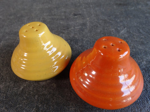 Bauer Ringware Pair of Salt & Pepper Shakers in Orange and Yellow B3217