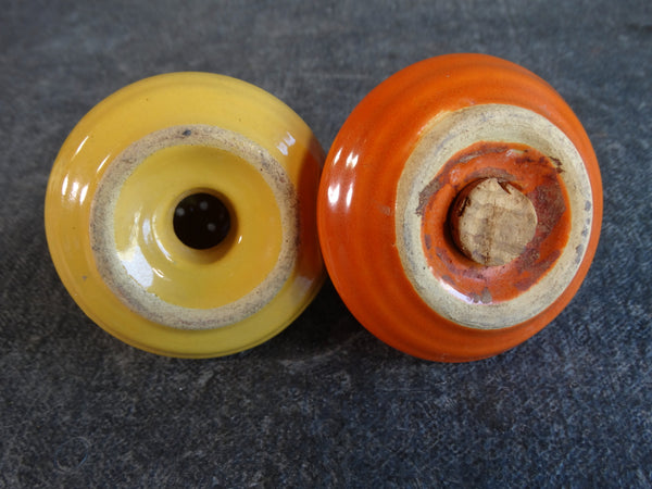 Bauer Ringware Pair of Salt & Pepper Shakers in Orange and Yellow B3217