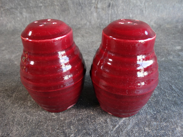 Bauer Ringware Pair of Salt & Pepper Shakers in Burgundy B3219
