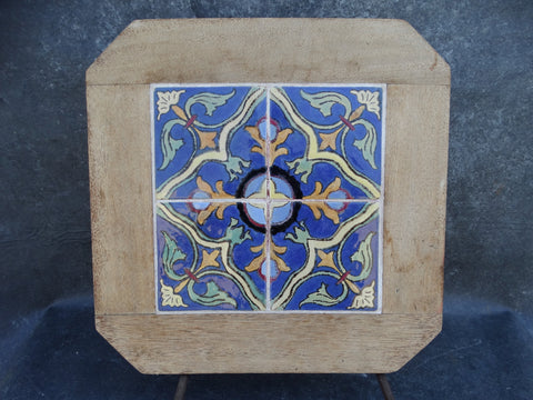 4 Catalina Island Geometric Tiles set in a Wooden Surround