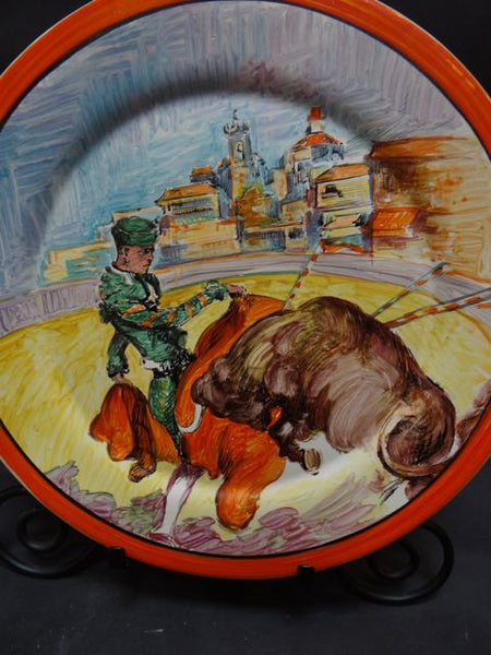Catalina Island 14″ Hand Painted Bullfighter Charger signed by Strom