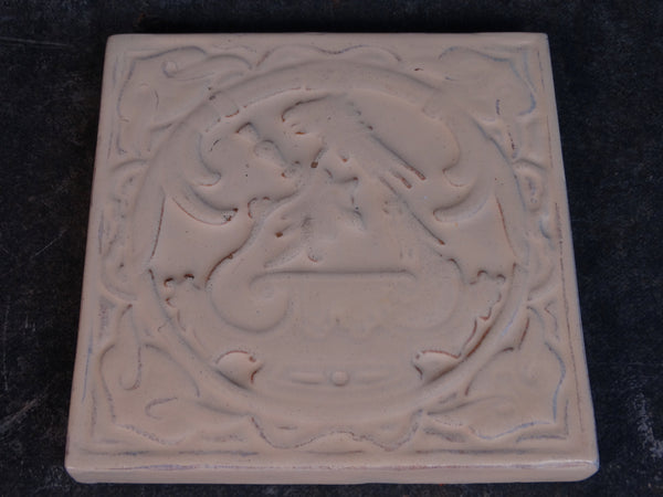 Catalina Island Aztec Parrot Tile in Ivory Glaze over Red Clay C520