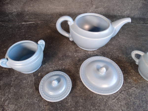 Catalina Island Tea Pot, Sugar Bowl and Creamer Set in Baby Blue C546