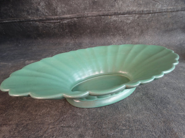 Catalina Island Pottery Red Clay Scallop Oval Bowl  in Green C617