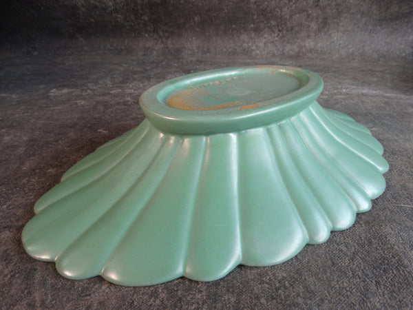 Catalina Island Pottery Red Clay Scallop Oval Bowl  in Green C617