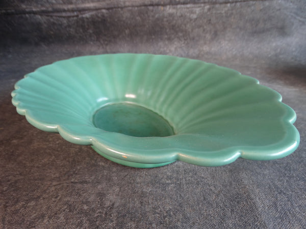 Catalina Island Pottery White Clay Scallop Oval Bowl in Green C618