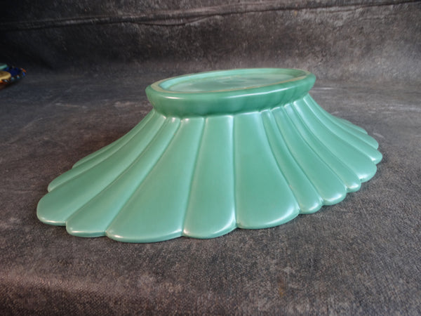 Catalina Island Pottery White Clay Scallop Oval Bowl in Green C618