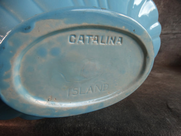 Catalina Island Pottery White Clay Console Bowl in Blue C620